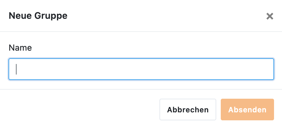 Klickweg neue Gruppe, wie einen Absatz weiter oben beschrieben