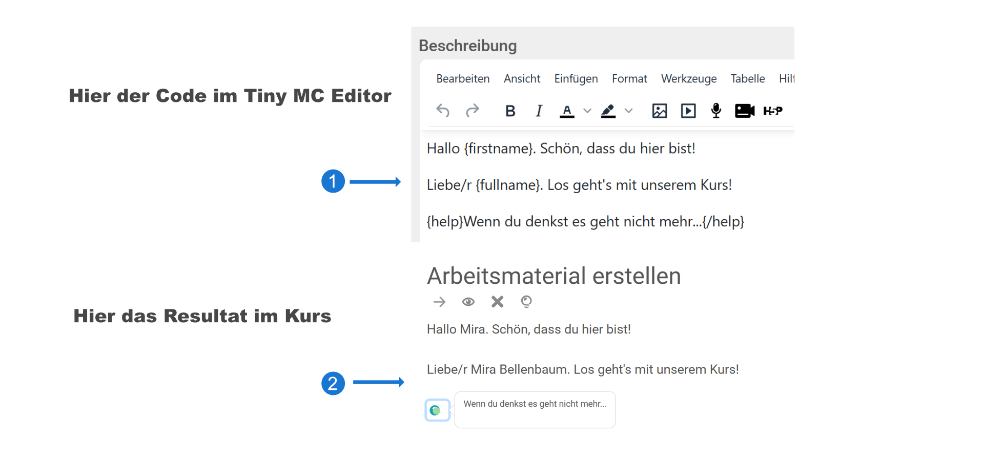 Screenshot Ansicht Filtercodes