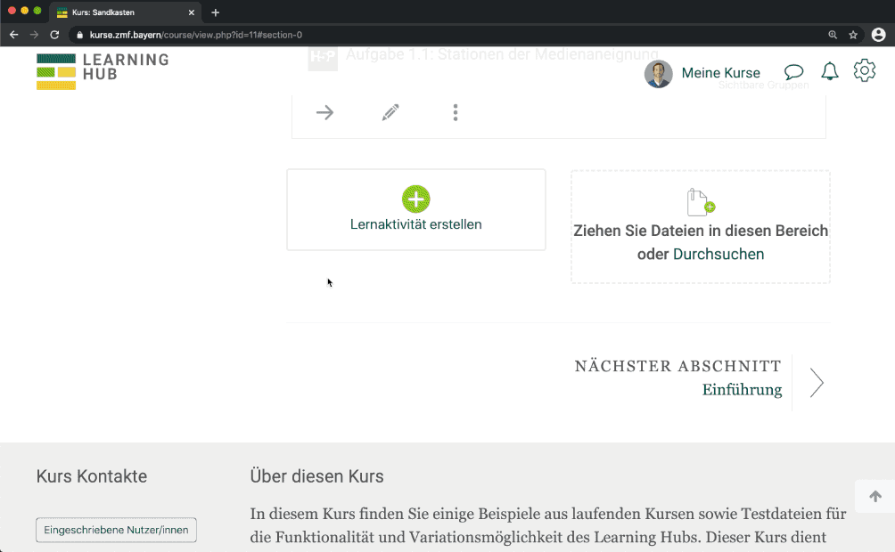Gif Darstellung der gleich folgenden Punkte - Schritt für Schritt Anleitung Aktivität H5P interaktiver Inhalt Single Choice in Moodle LMS erstellen.