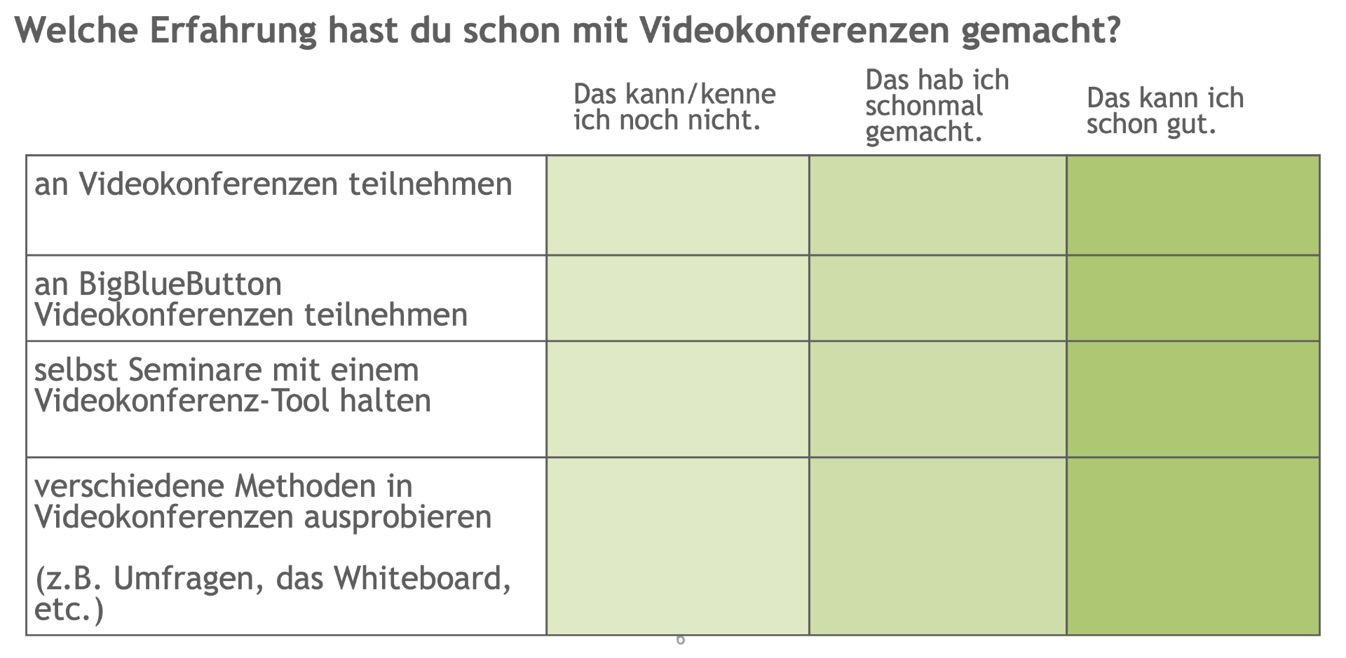 Erfahrungen mit Videokonferenzen Vorlage