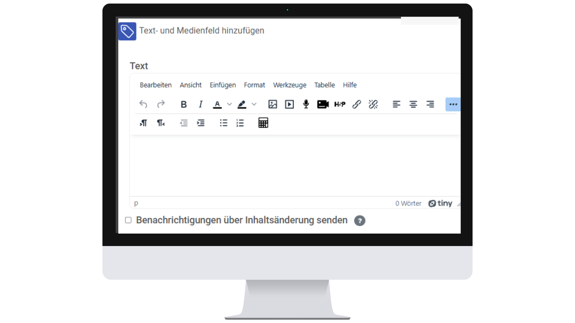 Screenshot Oberfläche TinyMCE Editor