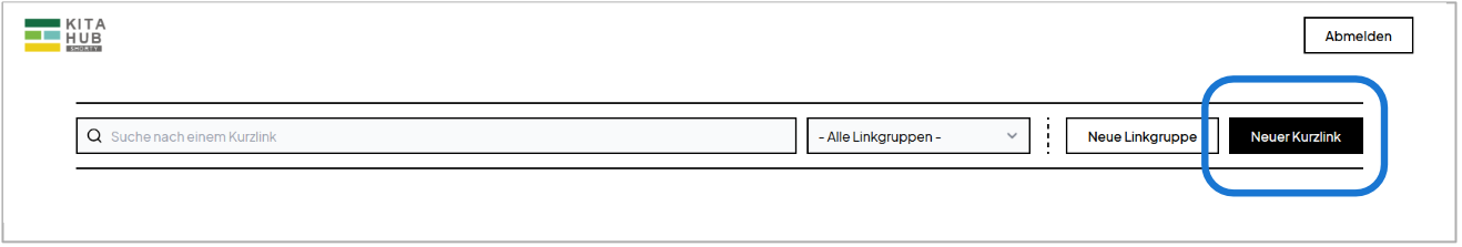 Screenshot der Funktion "Neuer Kurzlink anlegen".